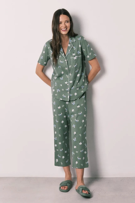 women'secret dvodelna pižama ženska bombažna zelena 3133547