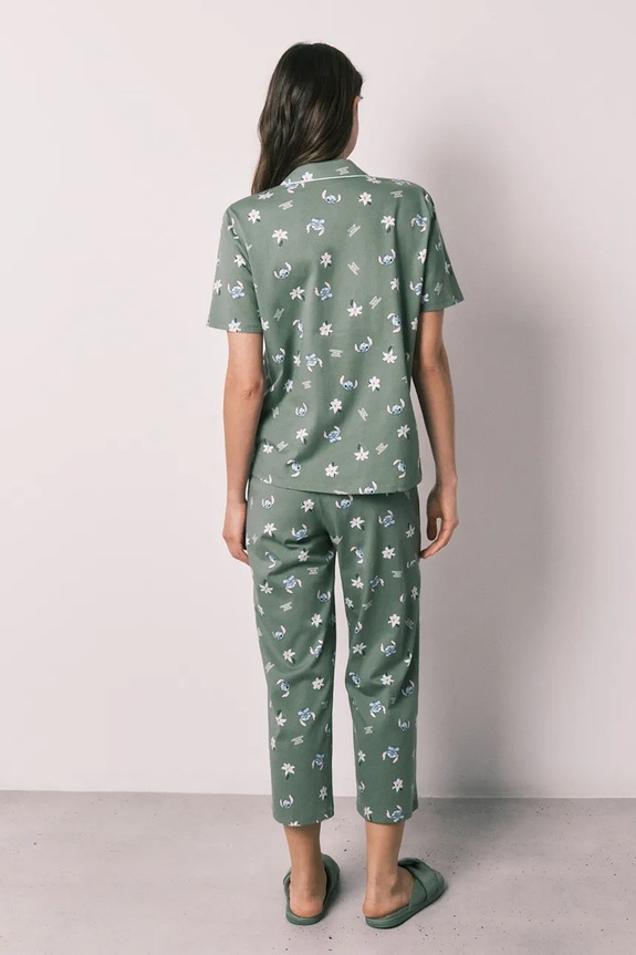 women'secret dvodelna pižama ženska bombažna 3133547 zelena AW26
