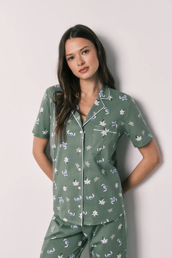 Oblačila women'secret dvodelna pižama ženska bombažna 3133547 zelena