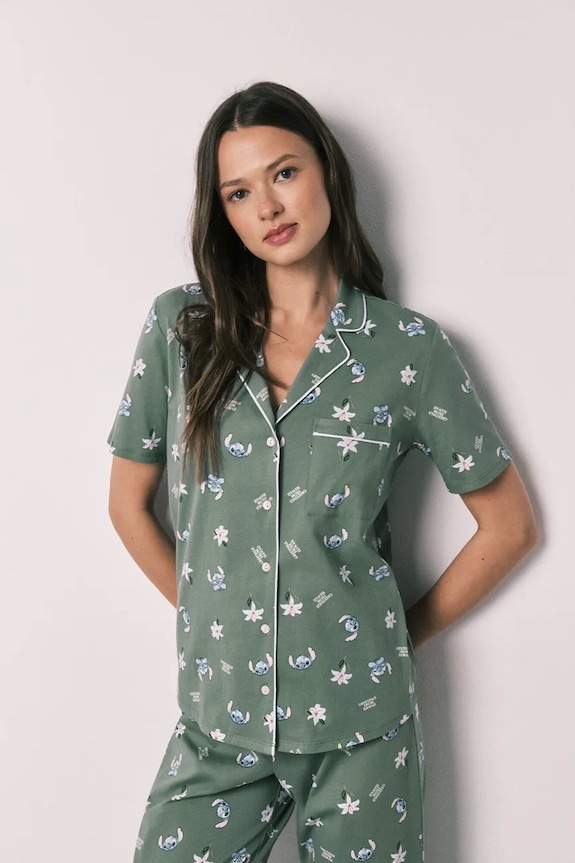 Oblačila women'secret dvodelna pižama ženska bombažna 3133547 zelena
