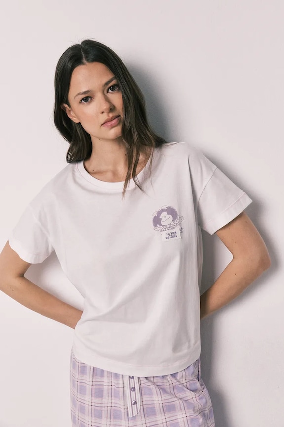 women'secret piżama dwuczęściowa damska bawełniana biały 3133525