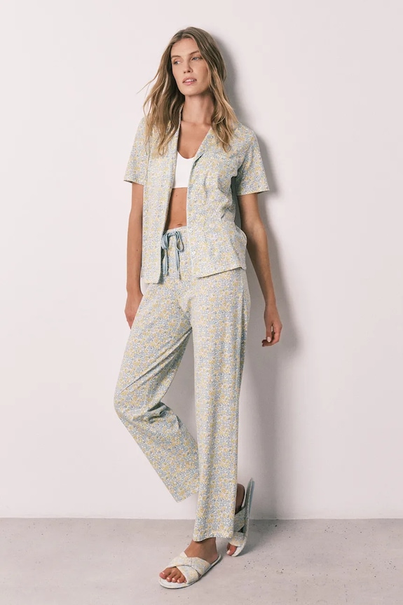 women'secret pijama din două piese pentru femei. din bumbac galben 3133530