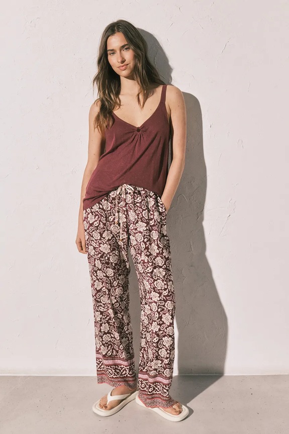 Oblačila women'secret zgornji del pižame – top ženski z viskozo 3273315 bordo