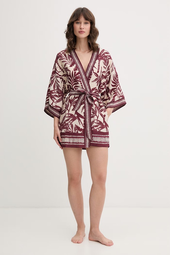 women'secret kimono dámské s viskózou 4923680 burgundské AW26