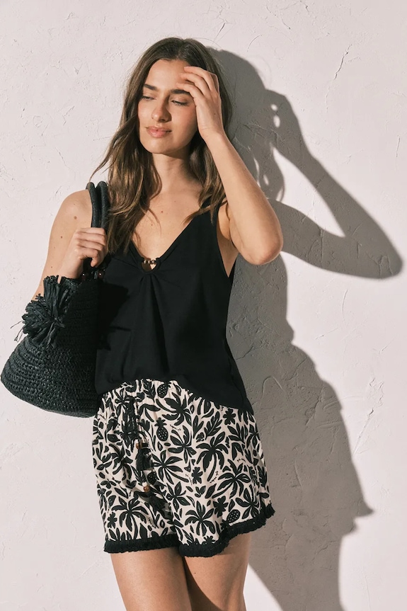 women'secret top za spavanje za žene od pamuka crna 3273303