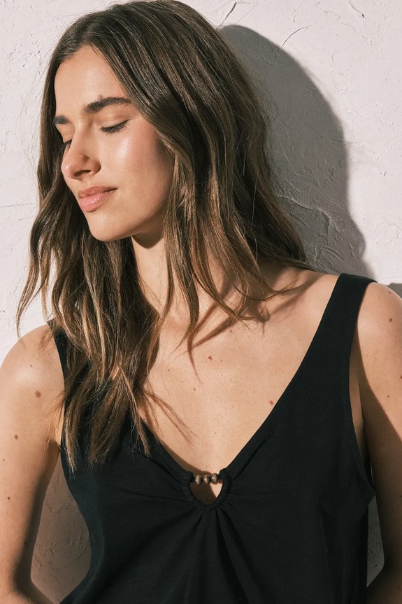 women'secret top za spavanje za žene od pamuka 3273303 crna