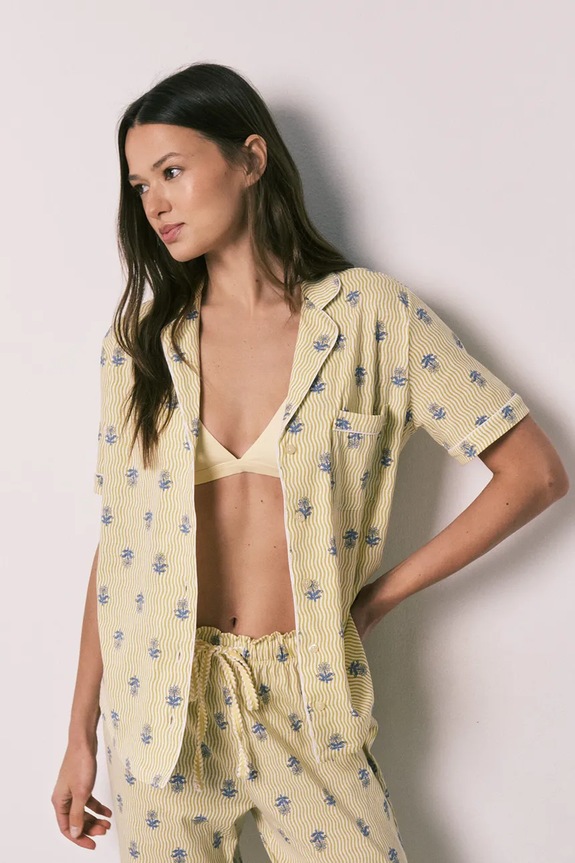 Ρούχα women'secret Πιτζάμες δύο τεμαχίων γυναικείες βαμβακερές 3593075 κίτρινο