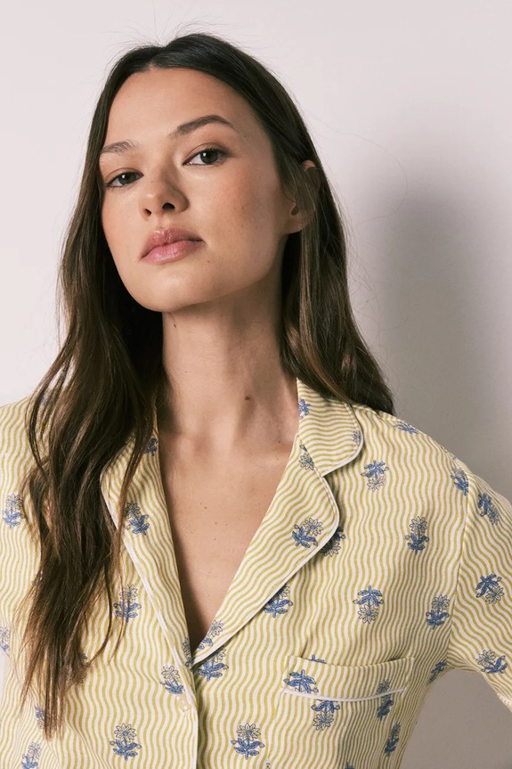 women'secret Πιτζάμες δύο τεμαχίων γυναικείες βαμβακερές κίτρινο 3593075