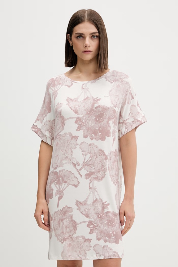 BOSS верх від піжами жіночий віскозний ESSENCE_Sleepshirt рожевий 50566089