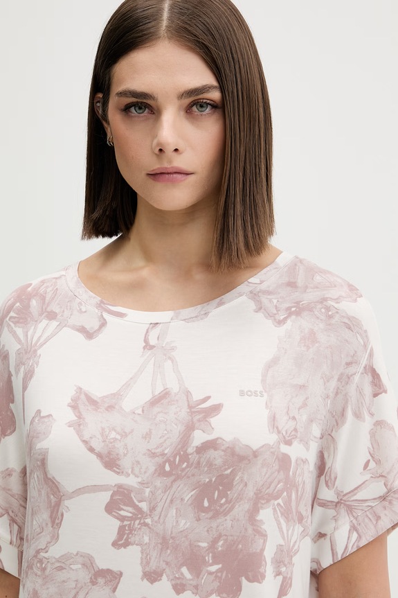 BOSS верх від піжами жіночий віскозний ESSENCE_Sleepshirt рожевий 50566089