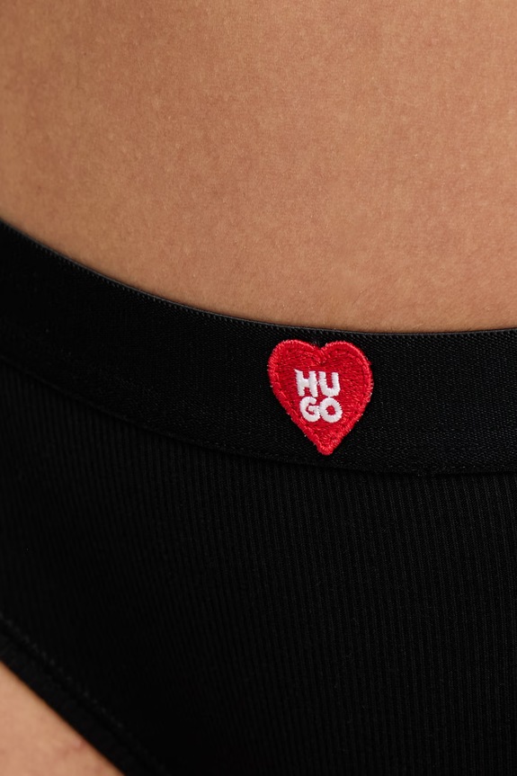 HUGO klasične hlačke ženske z modalom HUGO HEART BRIEF črna 50566785