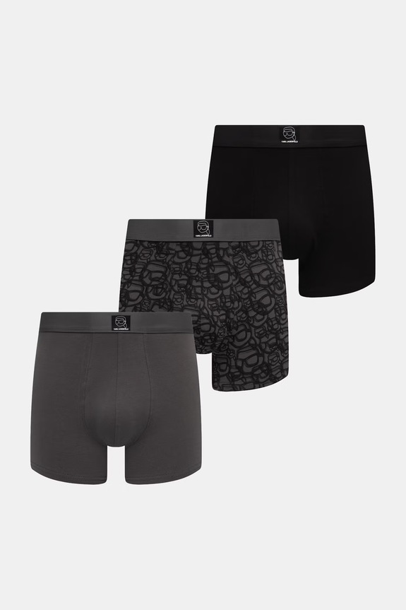 Karl Lagerfeld uske bokserice za muškarce od pamuka s elastanom IKON 3-pack siva B3M47006