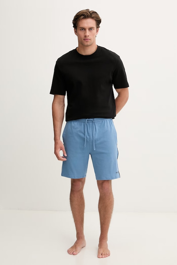 BOSS szorty piżamowe męskie bawełniane z elastanem Unique Shorts 50566956 niebieski AW26