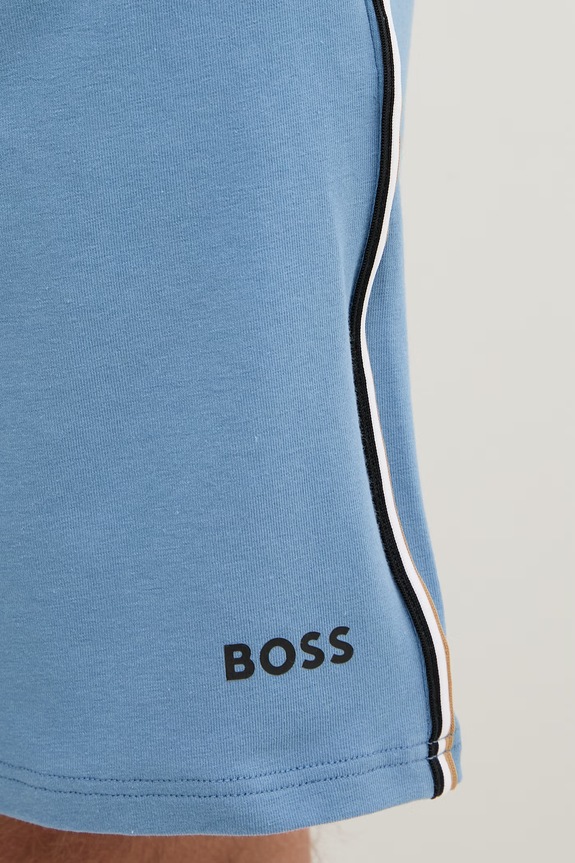 BOSS szorty piżamowe męskie bawełniane z elastanem Unique Shorts niebieski 50566956
