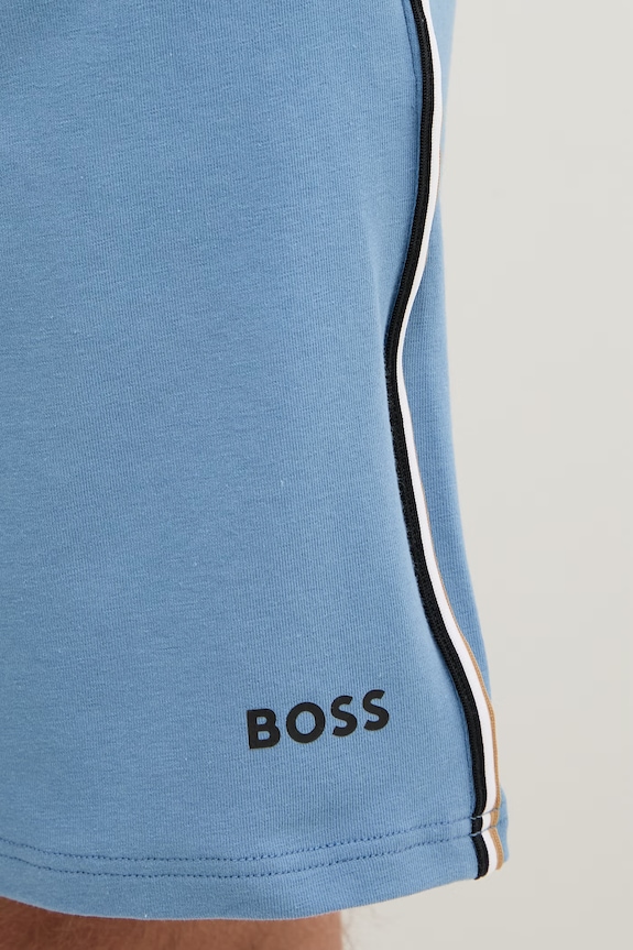 BOSS szorty piżamowe męskie bawełniane z elastanem Unique Shorts niebieski 50566956