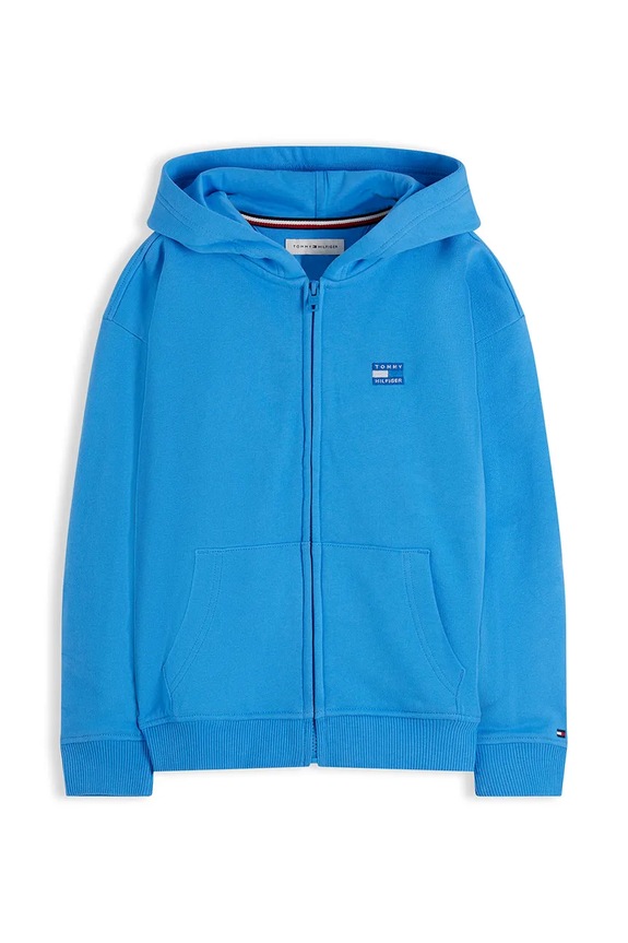 Tommy Hilfiger dukserica na zakopčavanje sa kapuljačom za djecu od pamuka KB0KB10553.128.176.9BY2 plava AW26