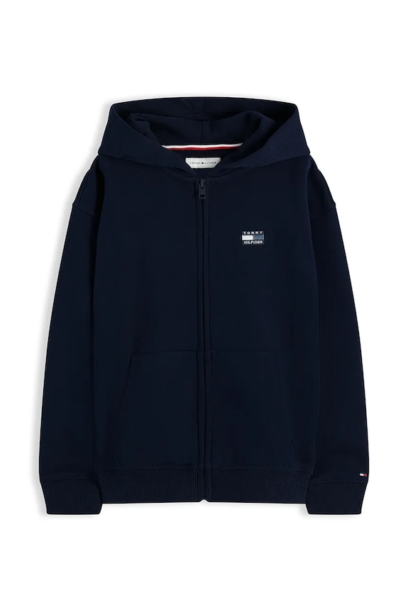 Tommy Hilfiger hanorac cu fermoar și glugă pentru copii din bumbac KB0KB10553.128.176.9BY2 bleumarin AW26