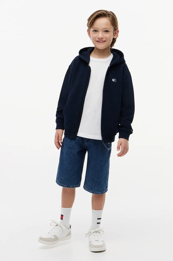 Tommy Hilfiger hanorac cu fermoar și glugă pentru copii din bumbac bleumarin KB0KB10553.128.176.9BY2