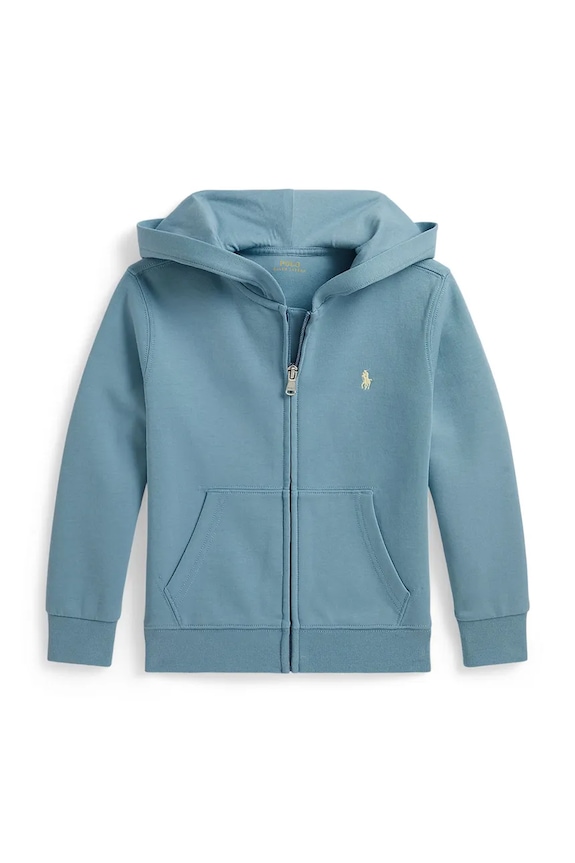 Polo Ralph Lauren dukserica na zakopčavanje sa kapuljačom za djecu s pamukom plava 322A95762002