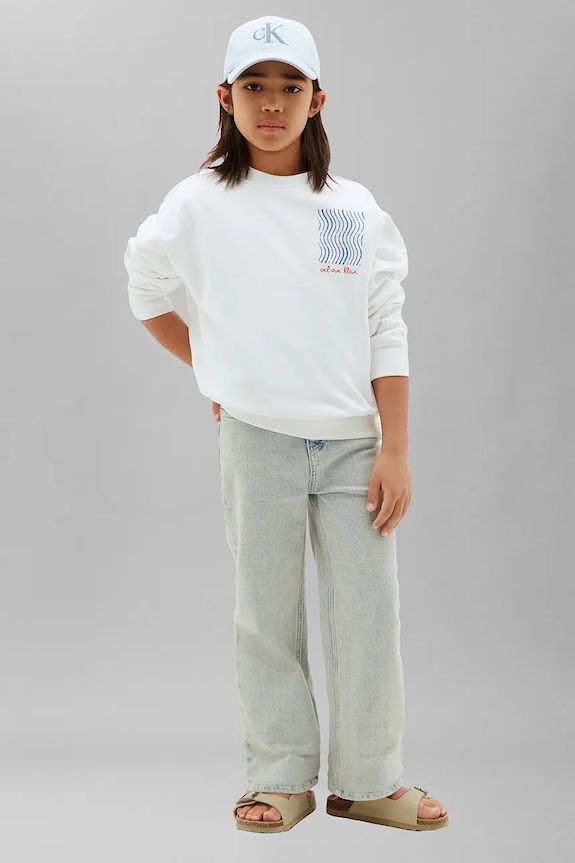 Calvin Klein Jeans mikina detská bavlnená biela LVCKTJB45B.128.176.9BY2