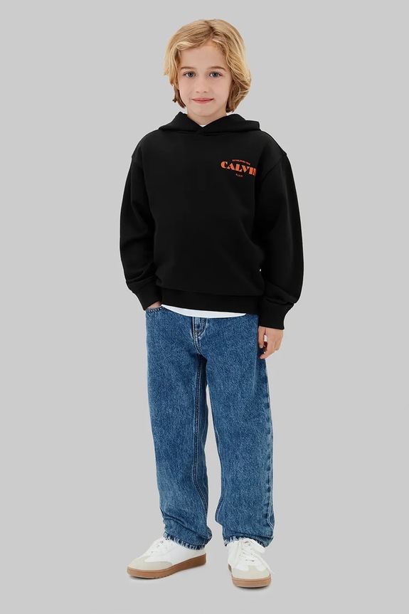 Calvin Klein Jeans mikina s kapucí dětská bavlněná černá LVCKTJB40B.128.176.9BY2