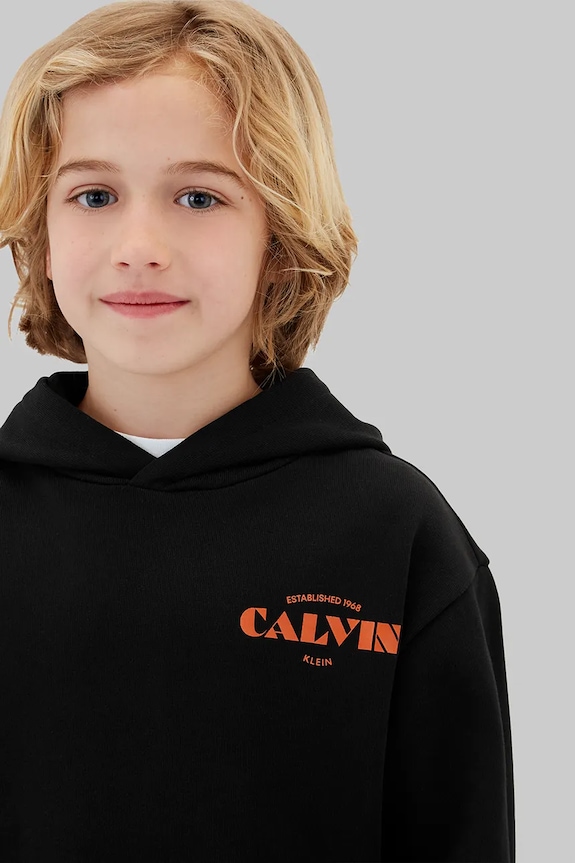 Calvin Klein Jeans mikina s kapucí dětská bavlněná LVCKTJB40B.128.176.9BY2 černá