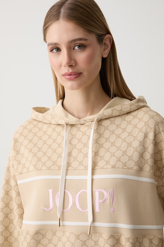 Joop! bluza z kapturem damska z bawełną beżowy 30103420