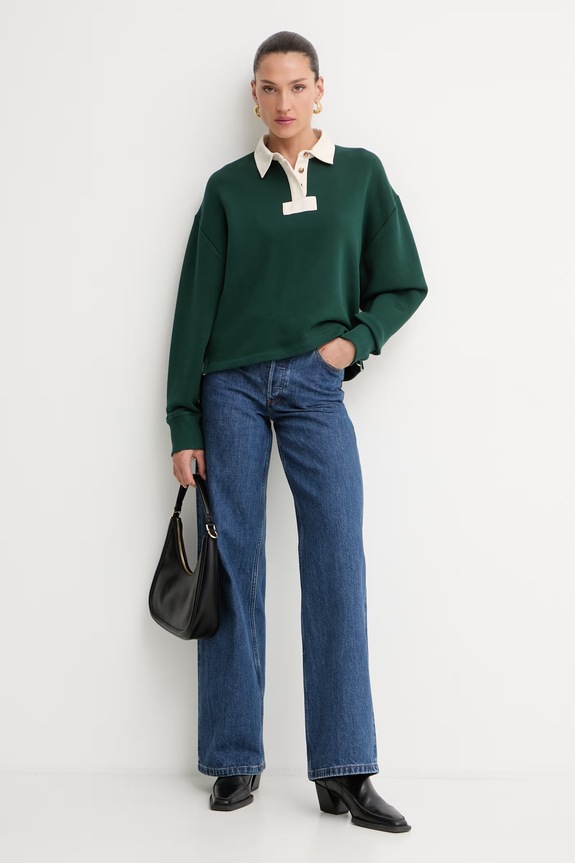 rag & bone bluza damska Terry RE5I26PT3VW zielony AW26