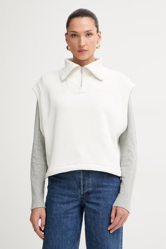 Rag & Bone bluza bez rękawów damska z bawełną Terry beżowy RE6826PT3VW