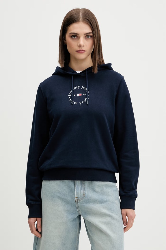 Tommy Jeans dukserica sa kapuljačom ženska s pamukom mornarsko plava DW0DW22823