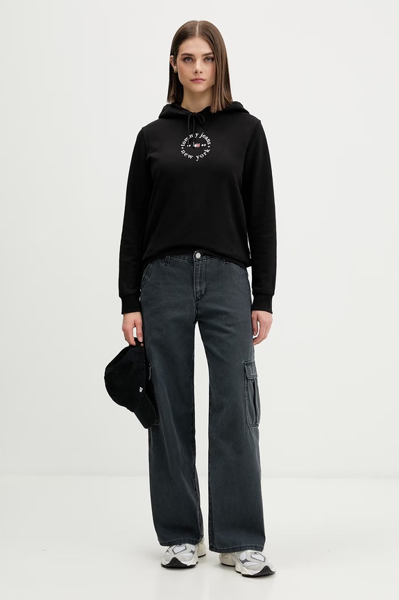 Tommy Jeans dukserica sa kapuljačom ženska s pamukom DW0DW22823 crna AW26