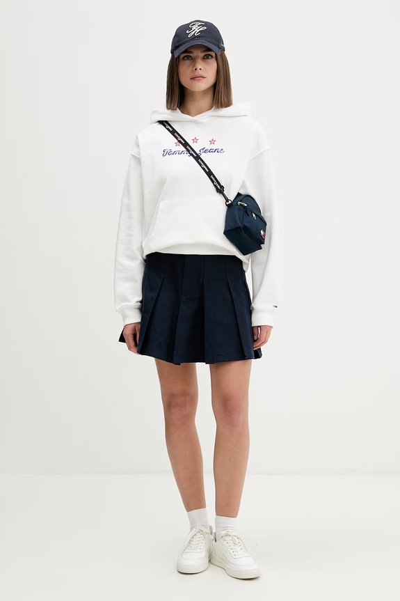 Tommy Jeans dukserica sa kapuljačom ženska pamučna DW0DW23484 bijela AW26