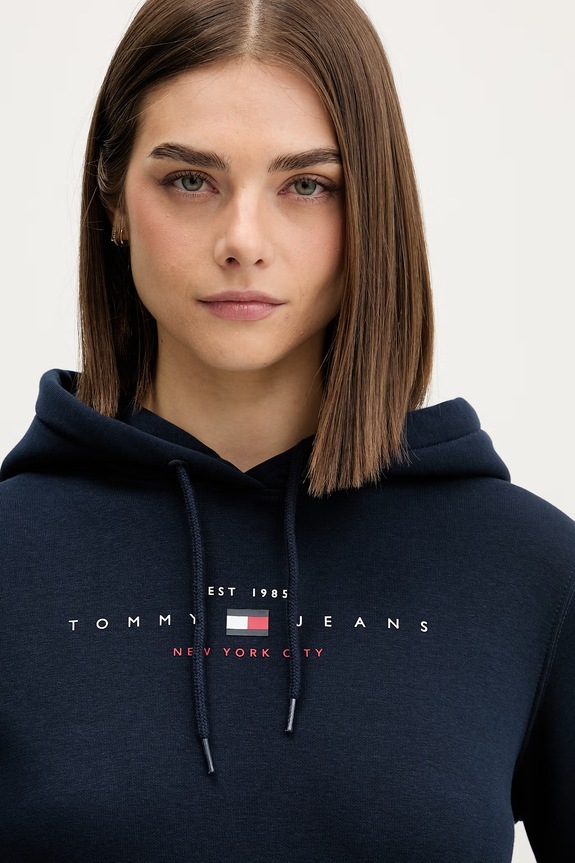Tommy Jeans dukserica sa kapuljačom ženska s pamukom mornarsko plava DW0DW23485