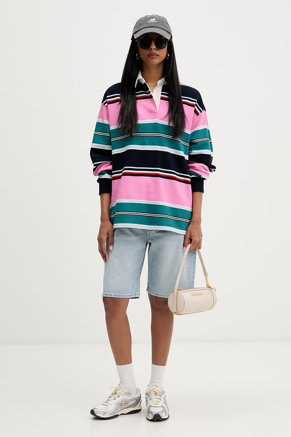 Tommy Jeans oversize mikina dámska bavlnená DW0DW23483 ružová AW26