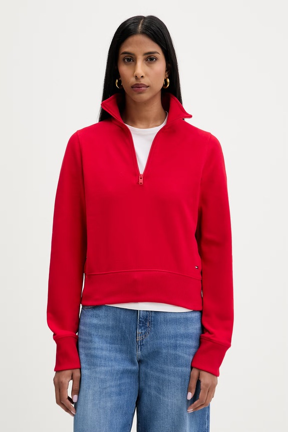 Tommy Jeans mikina dámská bavlněná červená DW0DW22835