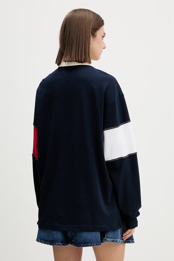 Odjeća Tommy Jeans dukserica za žene od pamuka DW0DW22827 mornarsko plava