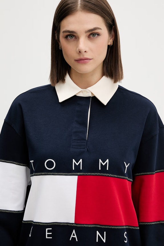 Tommy Jeans dukserica za žene od pamuka mornarsko plava DW0DW22827