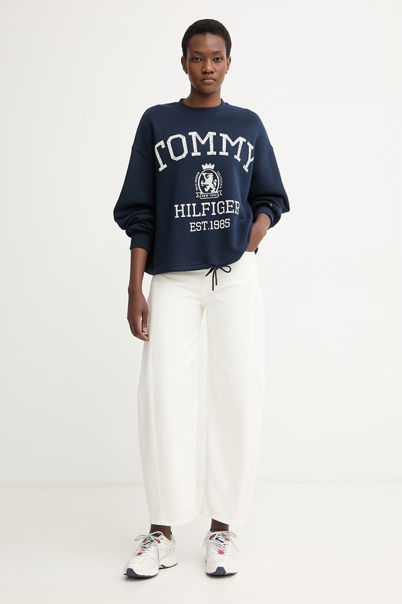Tommy Hilfiger dukserica za žene od pamuka WW0WW50941 mornarsko plava AW26