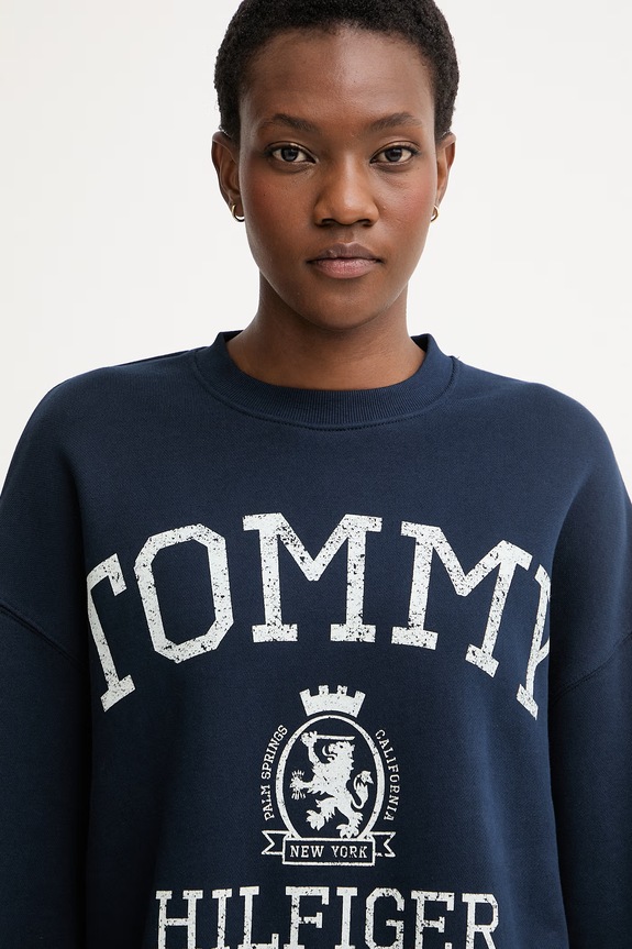 Tommy Hilfiger dukserica za žene od pamuka mornarsko plava WW0WW50941