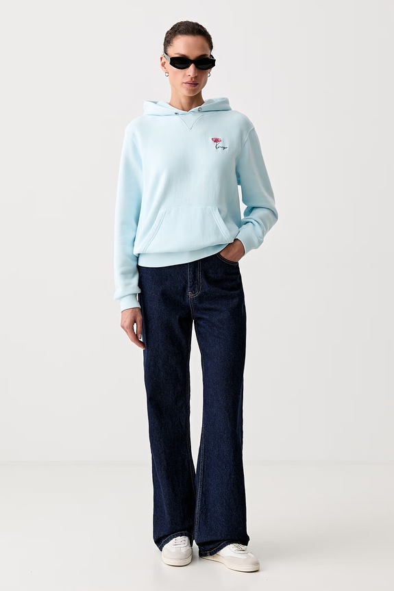 Kenzo bluza z kapturem damska bawełniana FG62HO2604MJ niebieski AW26