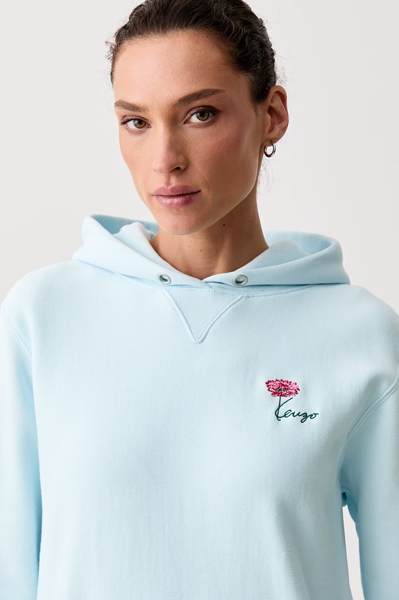 Kenzo bluza z kapturem damska bawełniana niebieski FG62HO2604MJ