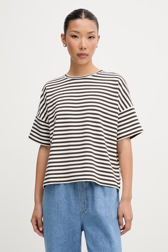 Marc O'Polo T-shirt damski z modalem brązowy 5000014397
