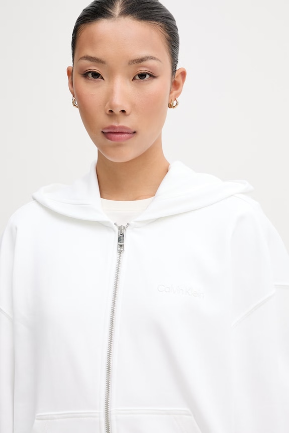 Calvin Klein dukserica sa kapuljačom ženska pamučna bijela LV044G215G