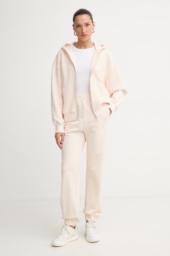 Calvin Klein Μπλούζα με κουκούλα γυναικεία βαμβακερή LV044G215G μπεζ AW26