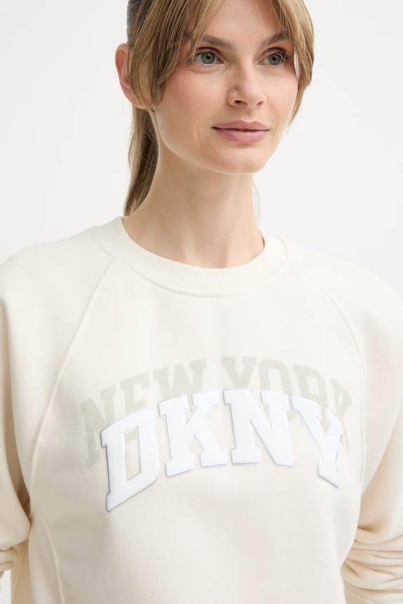 DKNY bluza damska z bawełną beżowy DP6T1755