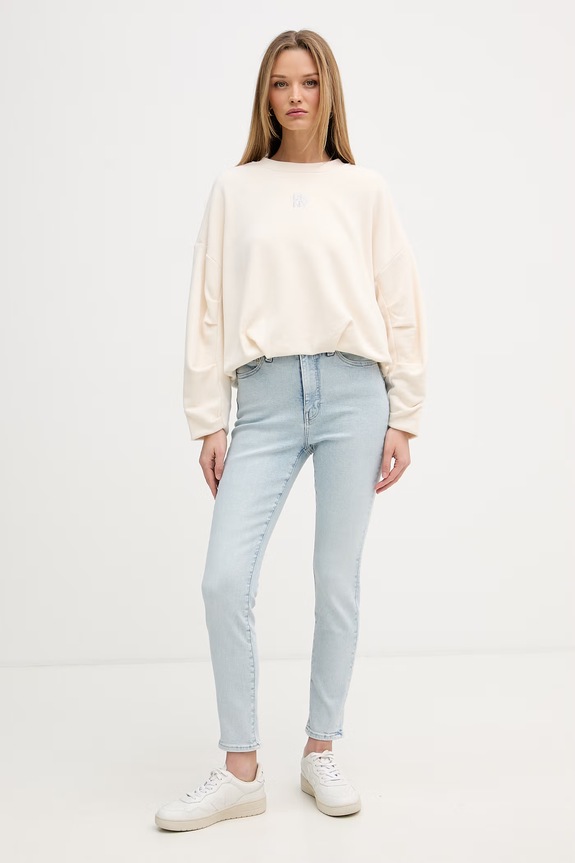 DKNY bluza damska bawełniana DJ6T1766 beżowy AW26