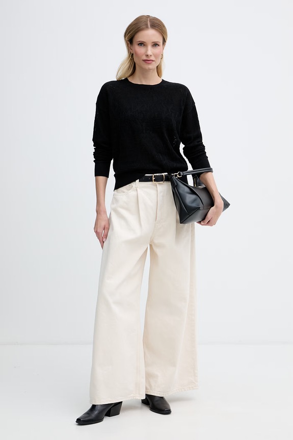 DKNY sweter damski z bawełną DJ6R0535 czarny AW26