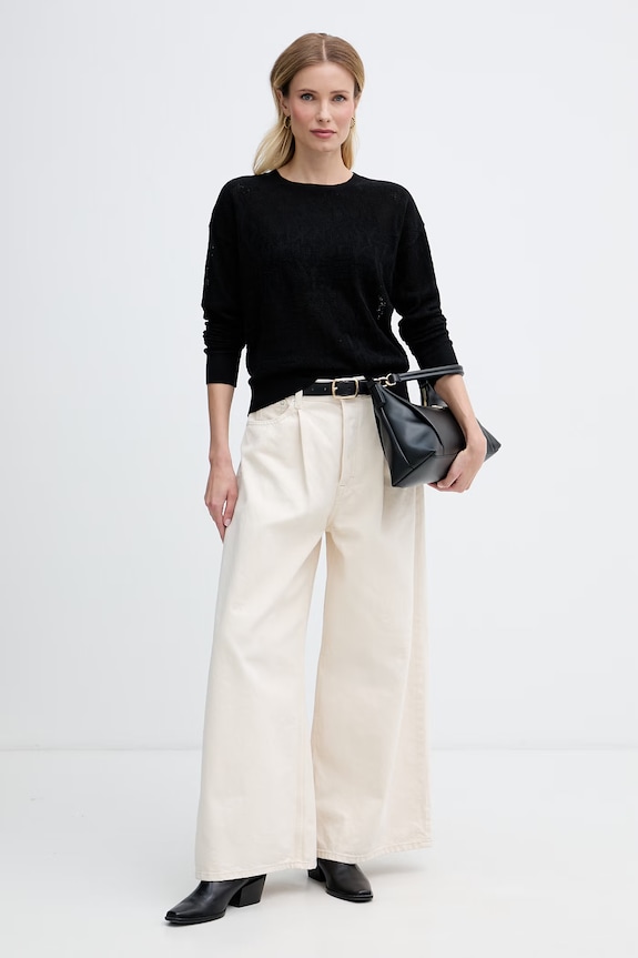 DKNY sweter damski z bawełną DJ6R0535 czarny AW26