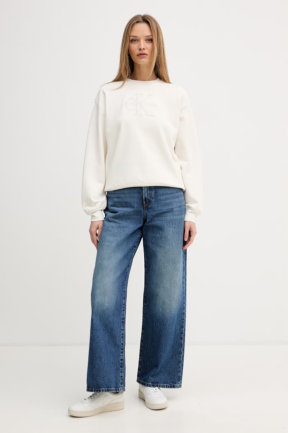 Calvin Klein Jeans bluza damska bawełniana LV047G820G beżowy AW26