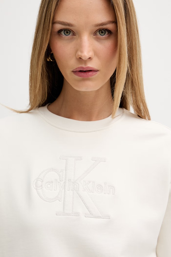 Calvin Klein Jeans bluza damska bawełniana beżowy LV047G820G